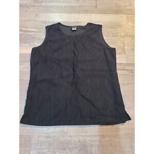 Salon studio medium petite womens black lace sleeveless blouse